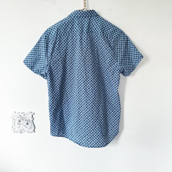 Lords of Harlech Blue Daisy Short Sleeve Button Down Shirt M - Picture 5 of 7